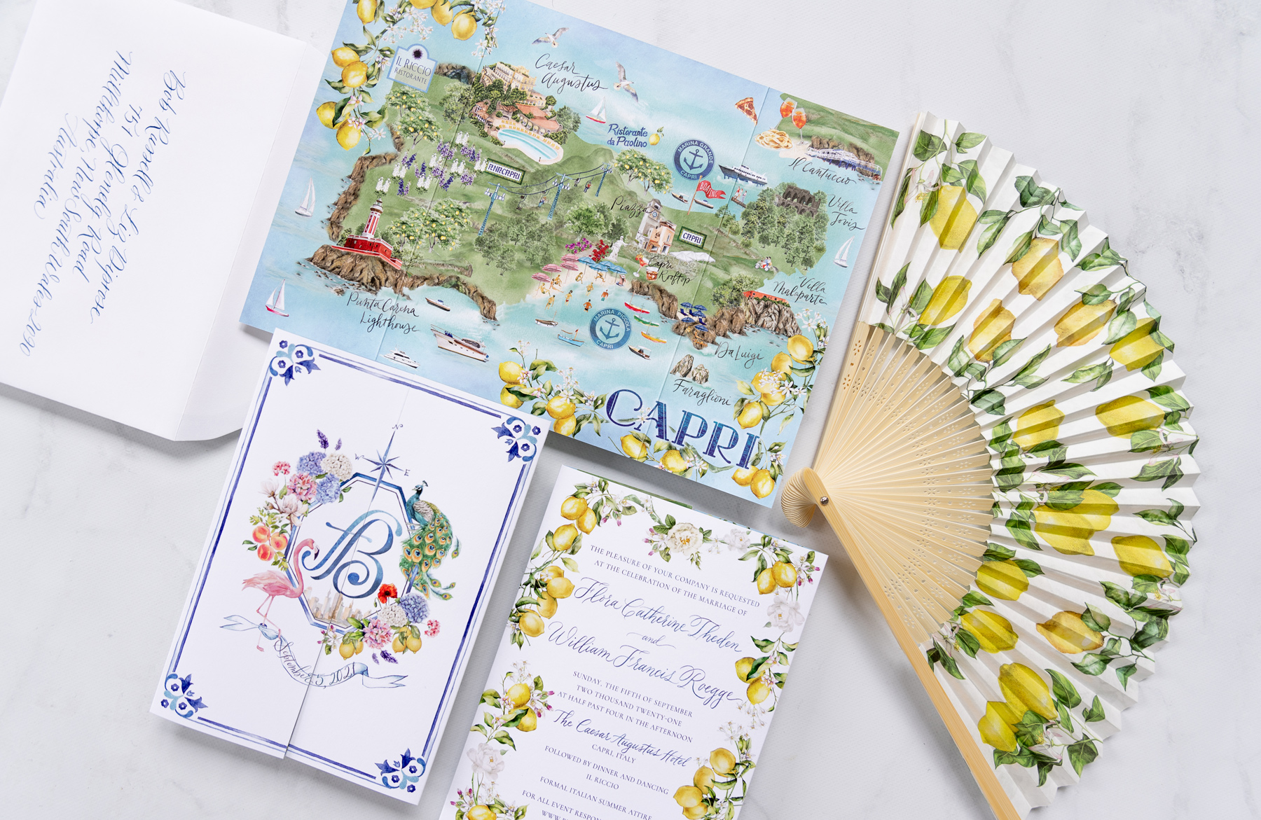 Capri wedding invitations by Lemontree Paper Co
